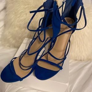 Royal Blue Suede Strappy Heels